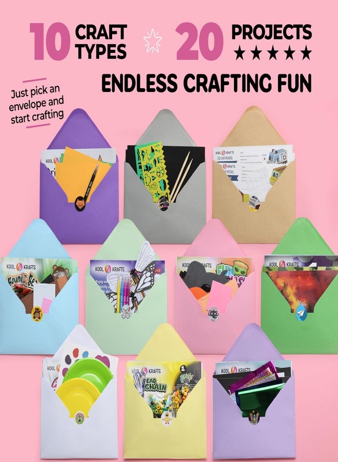 KOOL KRAFTS 20 Arts & Crafts Kit for Kids, All-Inclusive, No Mess Craft Kits & Supplies for Boys & Girls - DIY Creative Activity, Easy Step-by-Step Guide, Individually Packaged Crafts, Christmas Gift, Travel Gift - Image 2